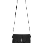 Saint Laurent Cassandre Envelope Messenger In Lambskin Black